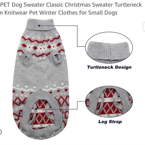 Small Dog Christmas Sweater - Picture 3 of 7